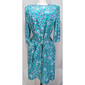 Vintage Bessi Firenze 100% Silk Floral Dress Made in Italy Size 14